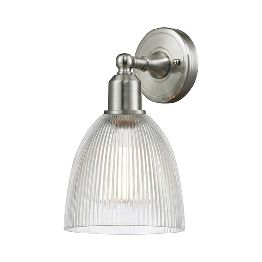 Innovations Castile 6in 1-Light Wall Sconce | Industrial Brushed Satin Nickel and Clear Glass | Hallway & Bathroom | Model 900-1W-SN-G382