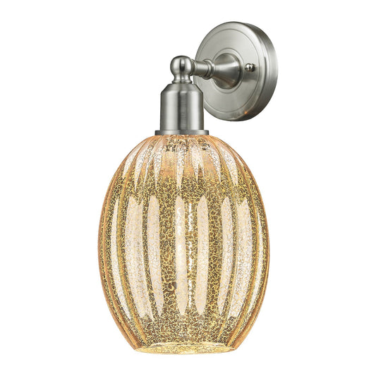 Innovations Preston Bulb 6.25in 1-Light Wall Sconce | Industrial Brushed Satin Nickel and Mercury Glass | Bathroom & Hallway | Model 900-1W-SN-G459-6ME