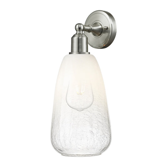 Innovations Brookhaven Almond 6in 1-Light Wall Sconce | Industrial Brushed Satin Nickel and Opal Glass | Bathroom & Hallway | Model 900-1W-SN-G480-6OP