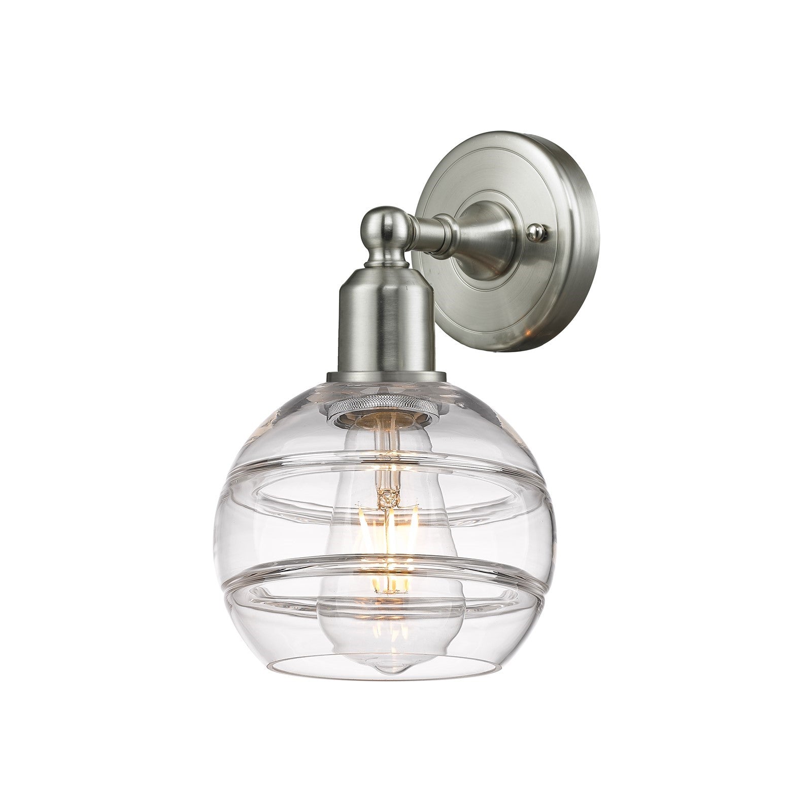 Innovations Rochester 6in 1-Light Wall Sconce | Industrial Brushed Satin Nickel and Clear Glass | Hallway & Bedroom Accent | Model 900-1W-SN-G556-6CL