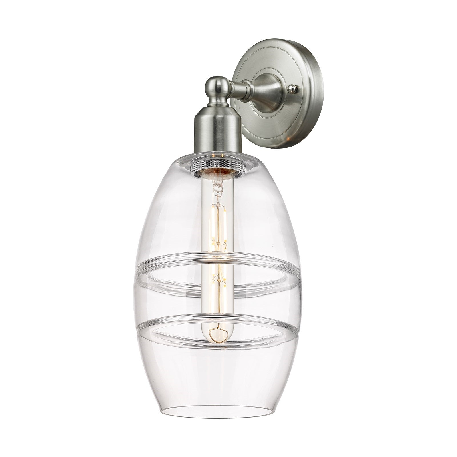 Innovations Vaz 6in 1-Light Wall Sconce | Industrial Brushed Satin Nickel and Clear Glass | Bathroom & Hallway Accent | Model 900-1W-SN-G557-6CL