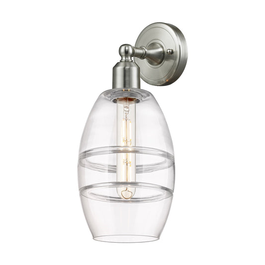 Innovations Vaz 6in 1-Light Wall Sconce | Industrial Brushed Satin Nickel and Clear Glass | Bathroom & Hallway Accent | Model 900-1W-SN-G557-6CL
