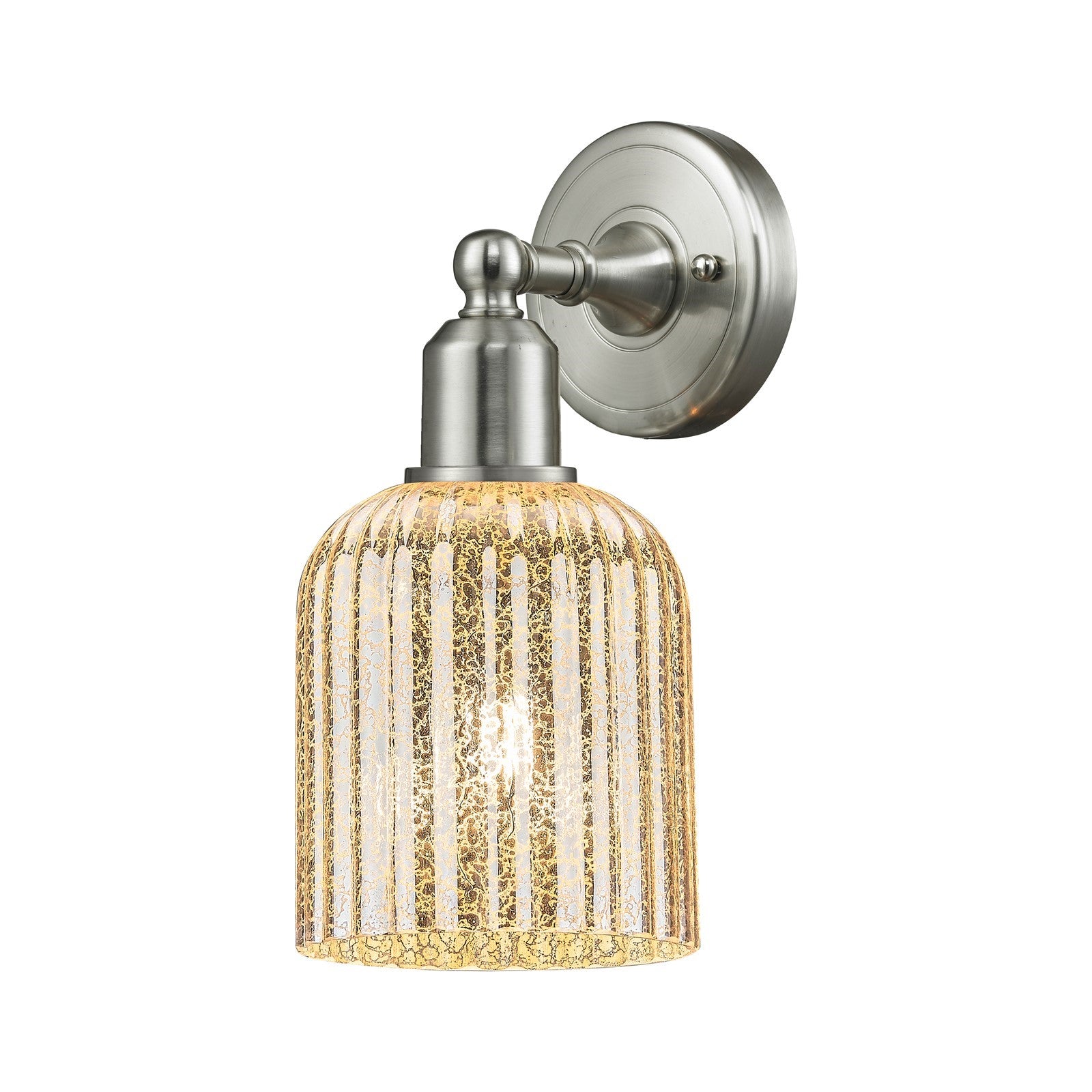 Innovations Bridal Veil 5in 1-Light Wall Sconce | Industrial Brushed Satin Nickel and Mercury Ribbed Glass | Hallway & Bathroom | Model 900-1W-SN-G559-5ME
