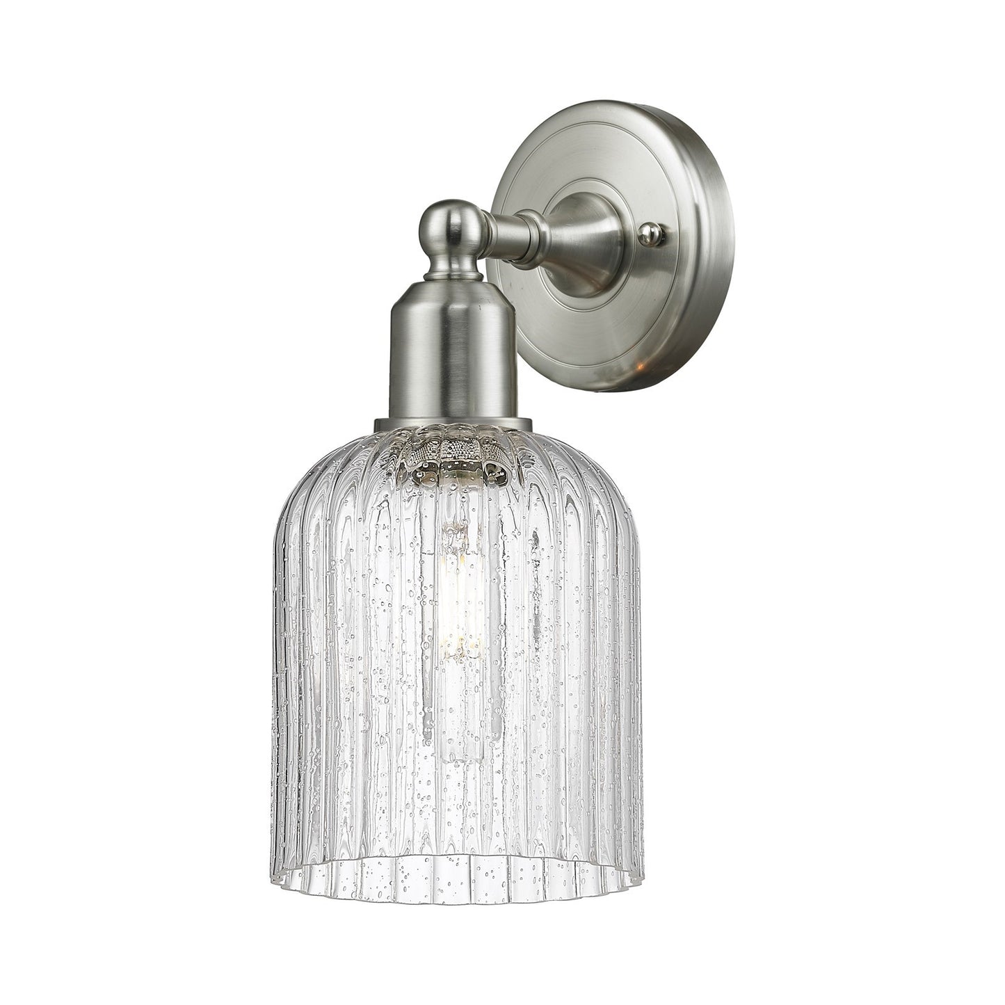 Innovations Bridal Veil 5in 1-Light Wall Sconce | Industrial Brushed Satin Nickel and Seedy Ribbed Glass | Hallway & Bathroom | Model 900-1W-SN-G559-5SDY