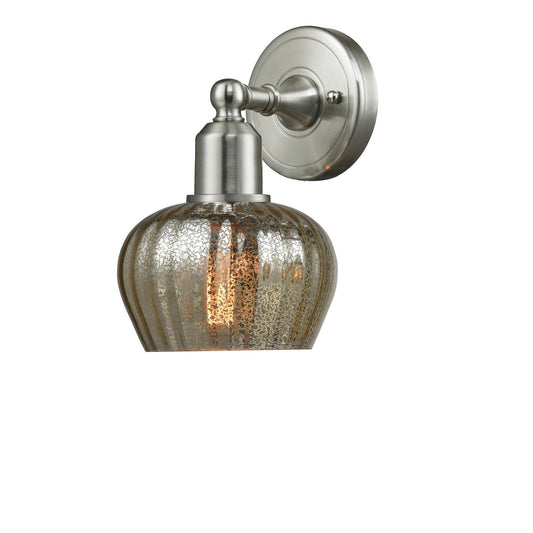 Innovations Fenton 7in 1-Light Wall Sconce | Industrial Brushed Satin Nickel and Mercury Ribbed Glass | Bedroom & Hallway Accent | Model 900-1W-SN-G96-LED