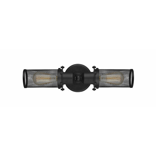 Innovations Quincy Hall 19in 2-Light Bath Vanity | Industrial Matte Black Steel and Cast Brass with Matte Black Metal Shade | Model 900-2W-BK-CE219-BK-LED
