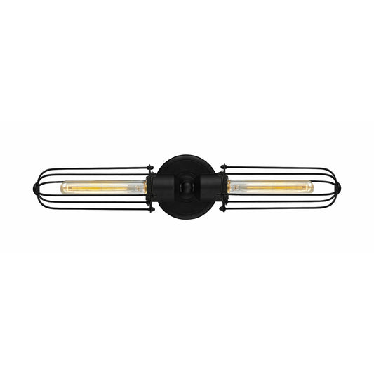 Innovations Muselet 22in 2-Light Bath Vanity | Industrial Matte Black Steel and Cast Brass with Matte Black Metal Shade | Model 900-2W-BK-CE225-BK