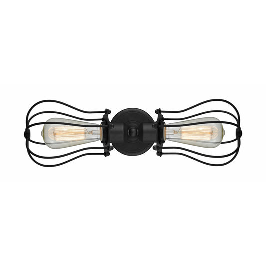 Innovations Muselet 19in 2-Light Bath Vanity | Industrial Matte Black Steel and Cast Brass with Matte Black Metal Shade | Model 900-2W-BK-CE513-BK-LED