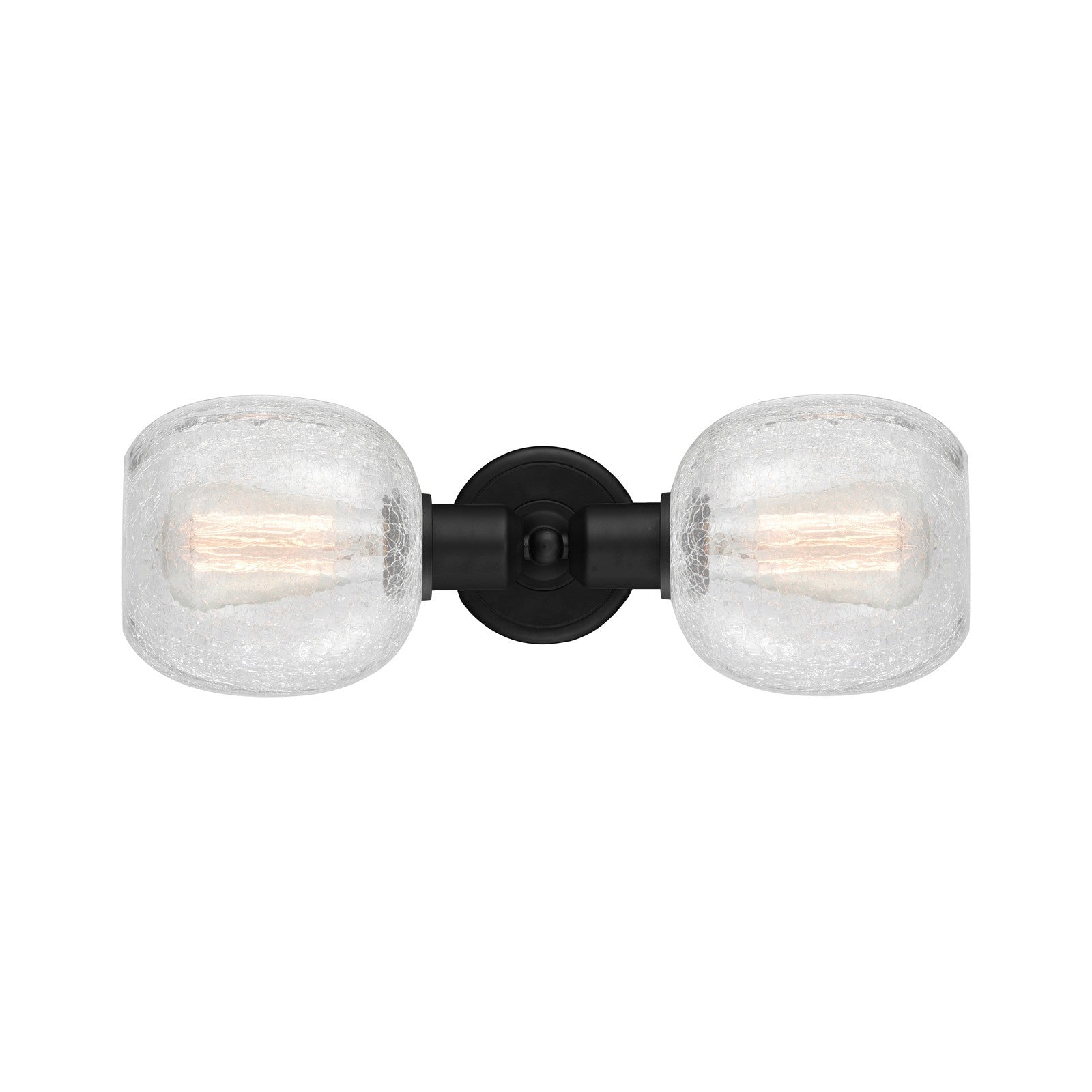 Innovations Belfast 17in 2-Light Linear Bath Vanity Light | Industrial Matte Black Steel and Clear Crackle Glass | Bathroom Vanity | Model 900-2W-BK-G105
