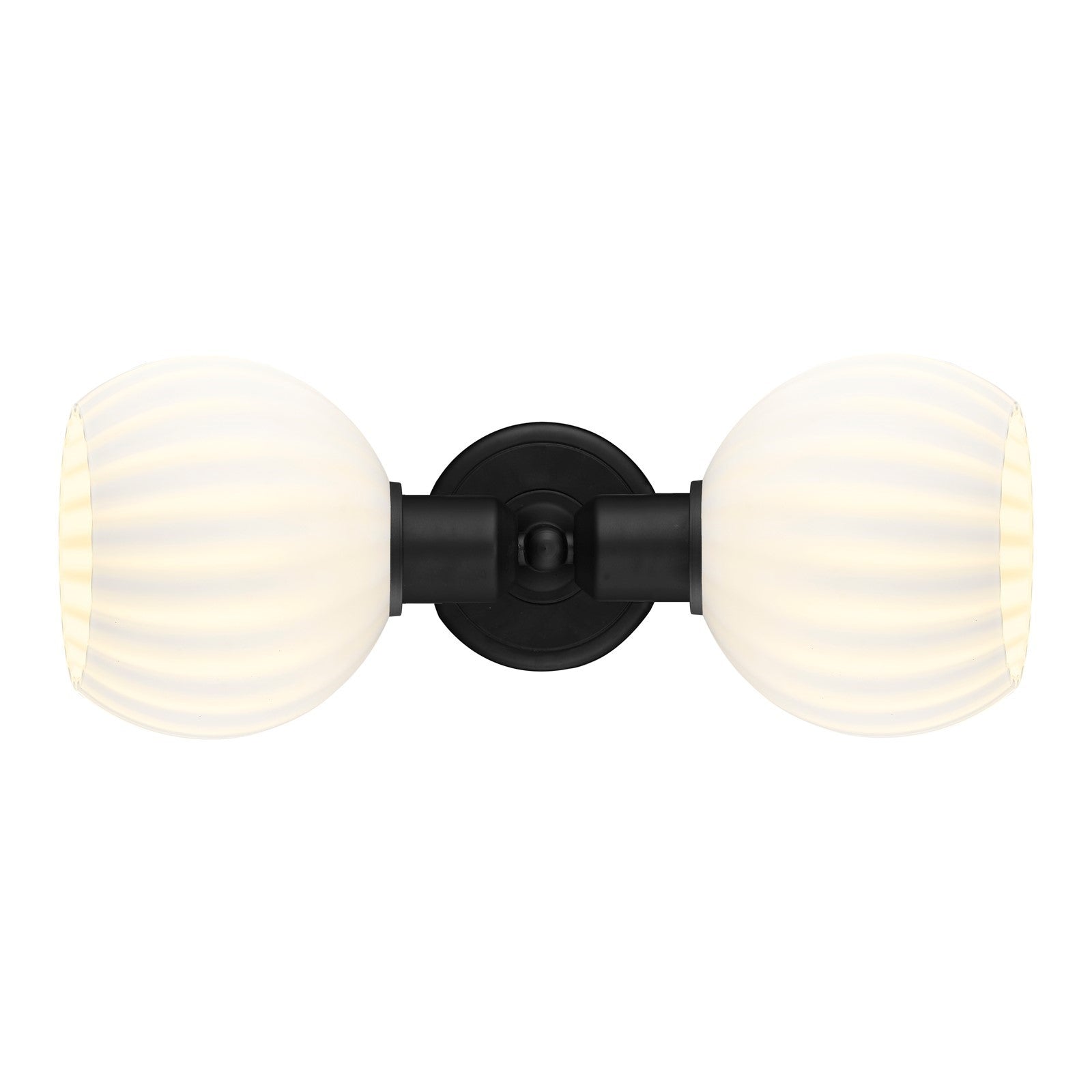 Innovations White Venetian 15.25in 2-Light Linear Bath Vanity Light | Industrial Matte Black Steel and White Venetian Glass | Model 900-2W-BK-G1217-6WV