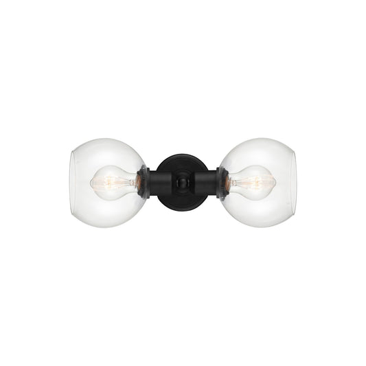 Innovations Athens 15in 2-Light Linear Bath Vanity Light | Industrial Matte Black Steel and Clear Glass | Bathroom Vanity | Model 900-2W-BK-G122-6