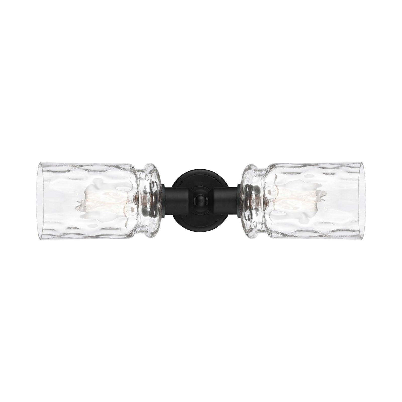 Innovations Candor 19in 2-Light Linear Bath Vanity Light | Industrial Matte Black Steel and Clear Waterglass Frosted Glass | Model 900-2W-BK-G352