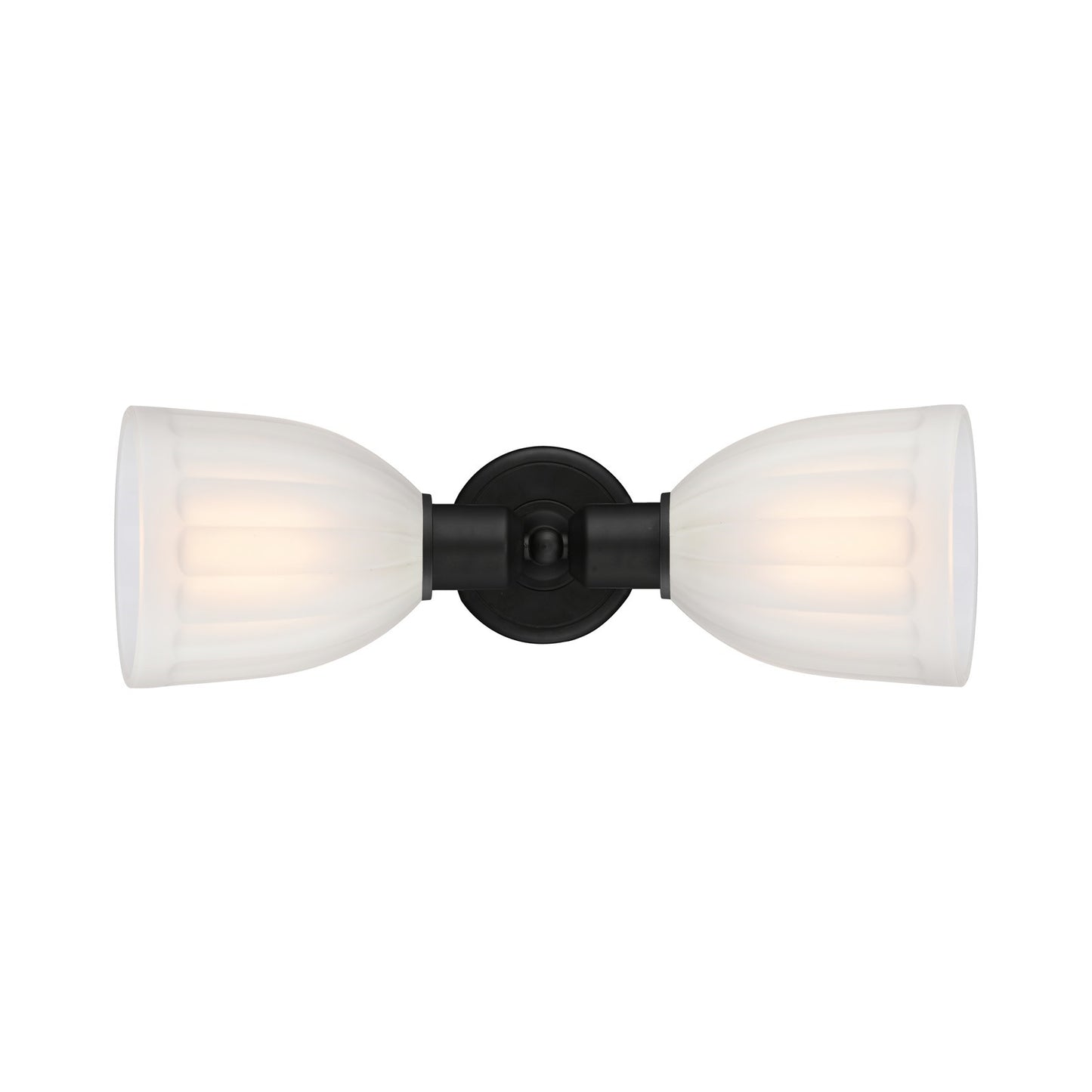 Innovations Brookfield 18in 2-Light Linear Bath Vanity | Industrial Matte Black Steel and White Frosted Glass | Bathroom Vanity | Model 900-2W-BK-G441