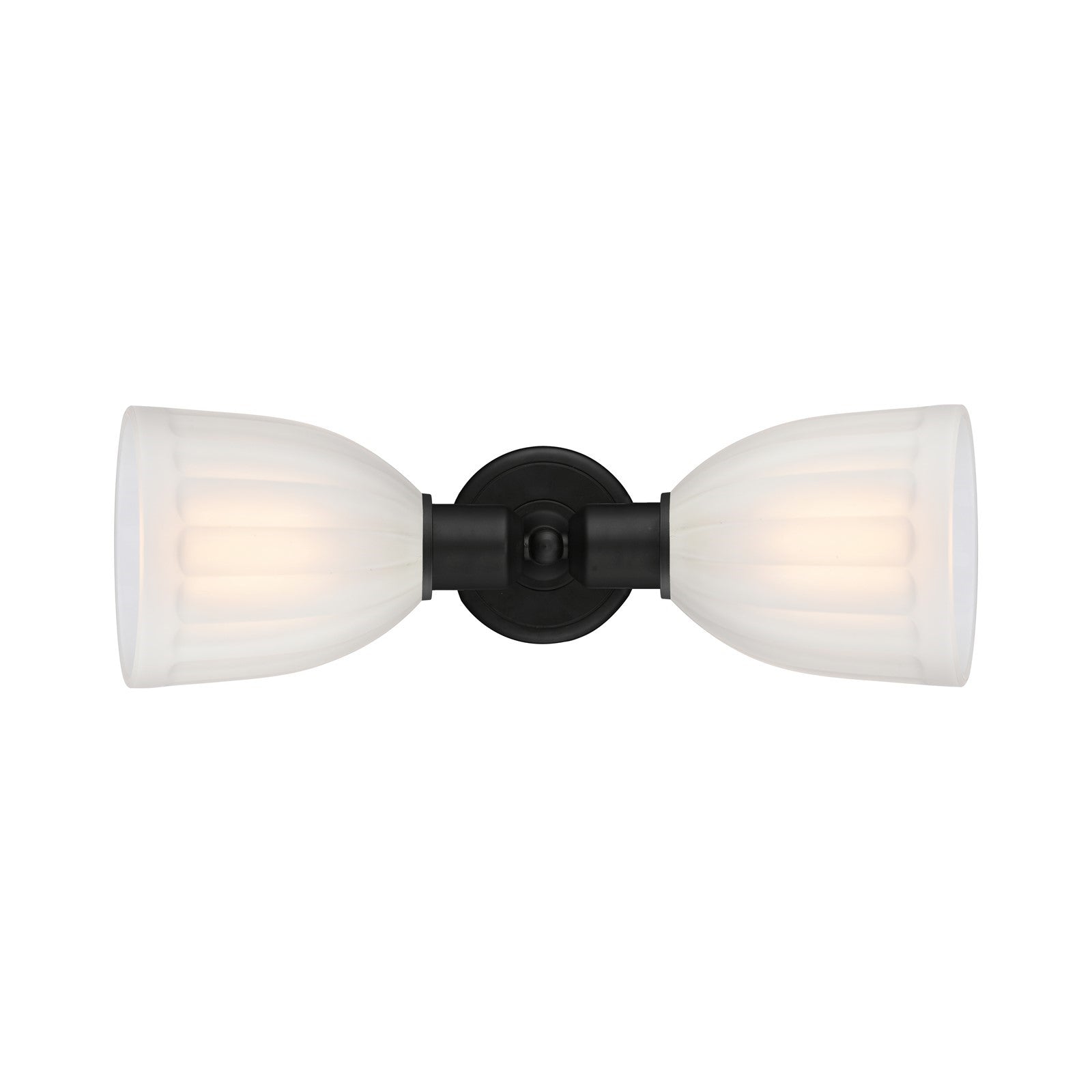 Innovations Brookfield 18in 2-Light Linear Bath Vanity | Industrial Matte Black Steel and White Frosted Glass | Bathroom Vanity | Model 900-2W-BK-G441