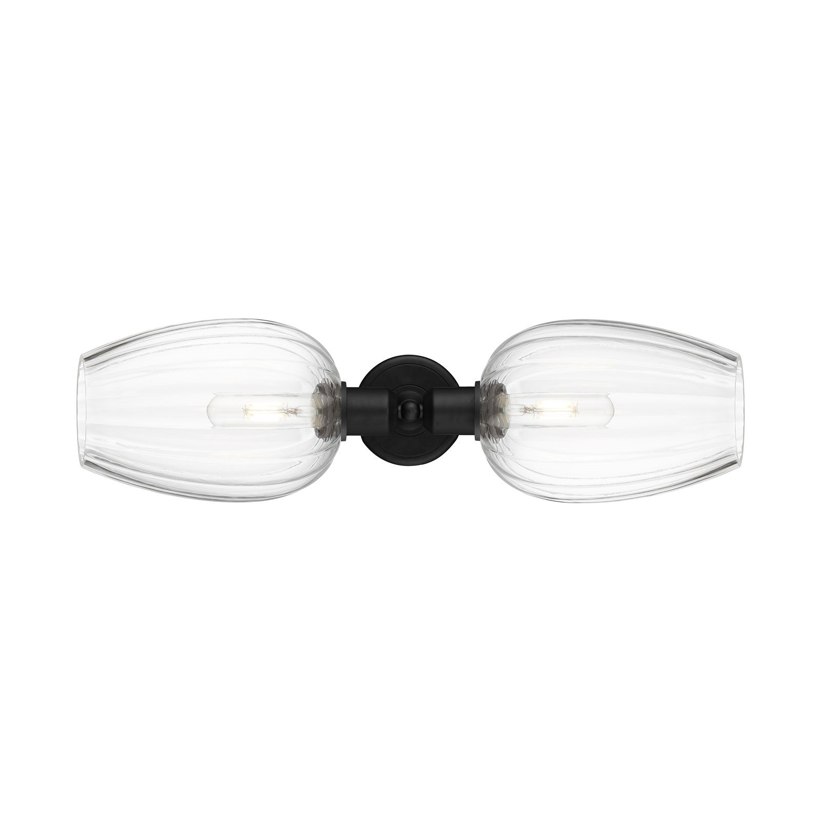 Innovations Preston Flute 23in 2-Light Linear Bath Vanity | Industrial Matte Black Steel and Clear Cone Glass | Bathroom Vanity | Model 900-2W-BK-G457-6CL