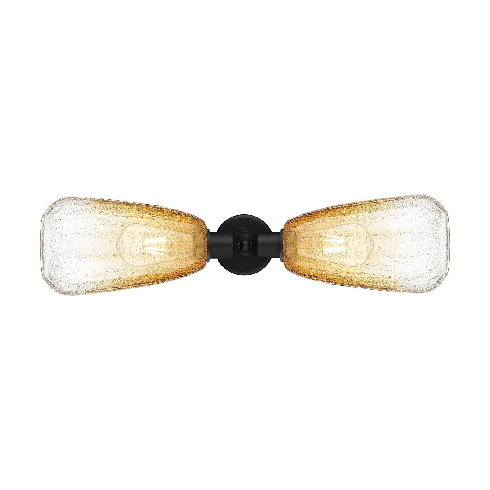 Innovations Brookhaven Almond 25in 2-Light Linear Bath Vanity | Industrial Matte Black Steel and Amber Globe Glass | Bathroom | Model 900-2W-BK-G480-6AM