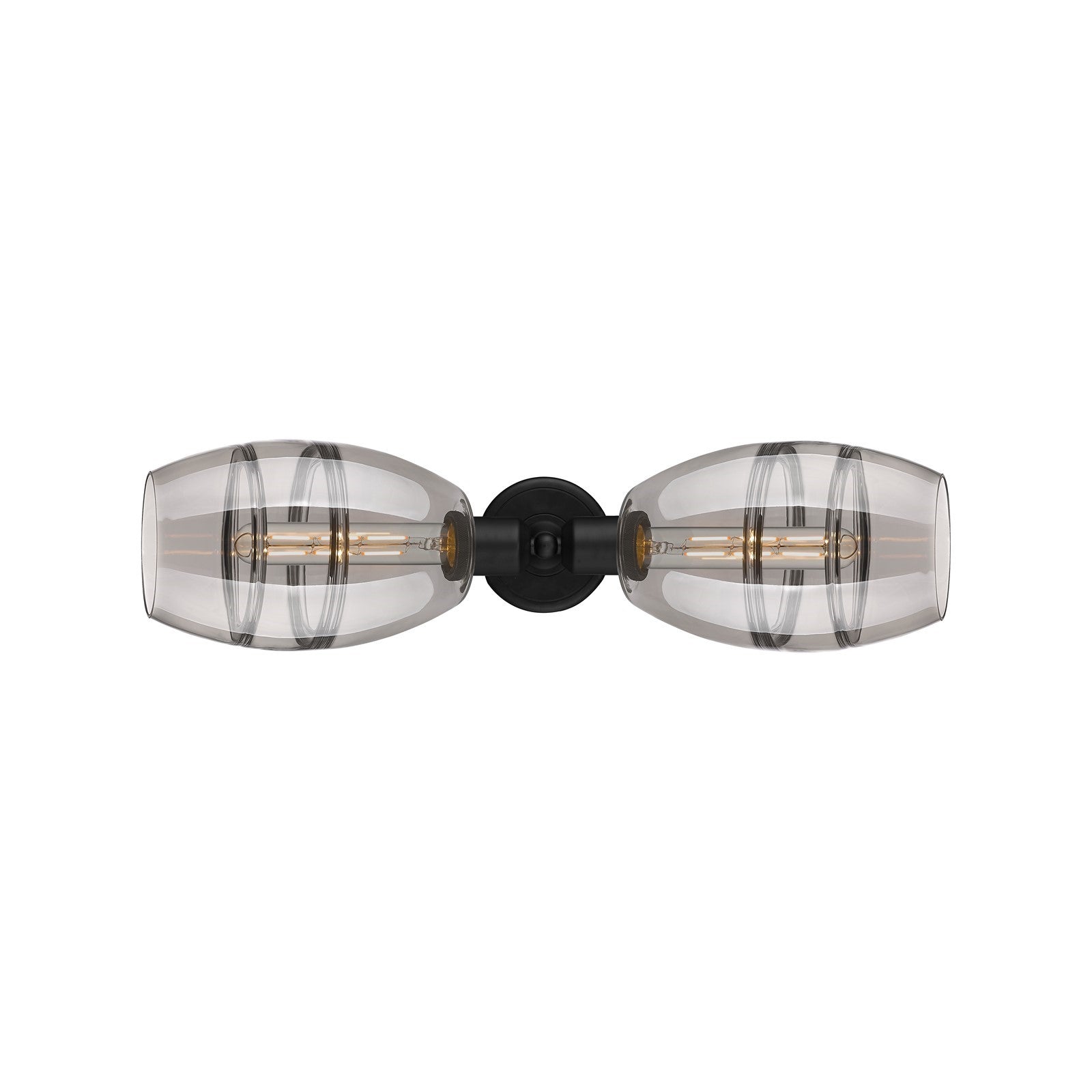 Innovations Vaz 24in 2-Light Linear Bath Vanity | Industrial Matte Black Steel and Light Smoke Smoked Glass | Bathroom Vanity & | Model 900-2W-BK-G557-6SM