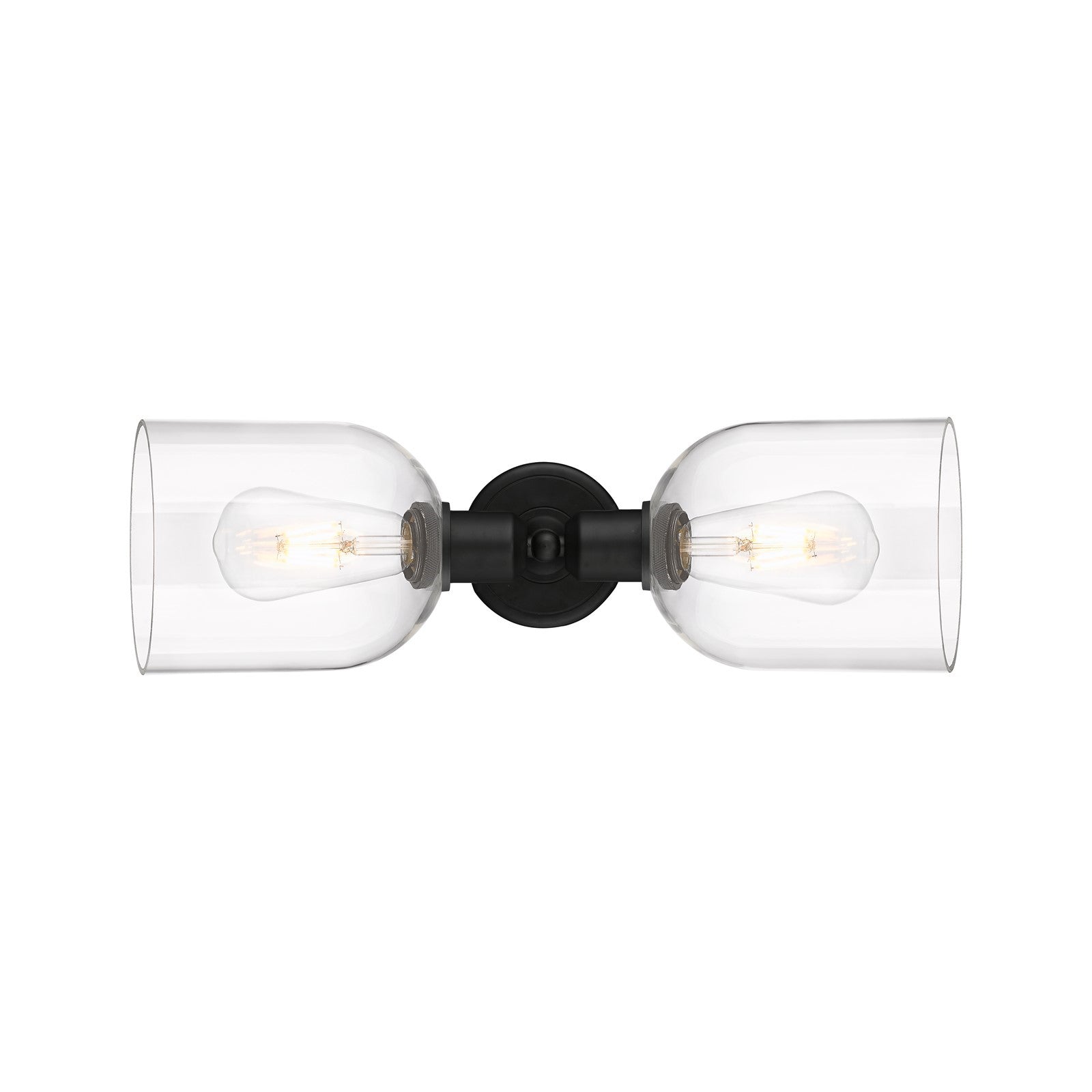 Innovations Bella 18in 2-Light Linear Bath Vanity Light | Industrial Matte Black Steel and Clear Bell Glass | Bathroom Vanity & | Model 900-2W-BK-G558-6CL