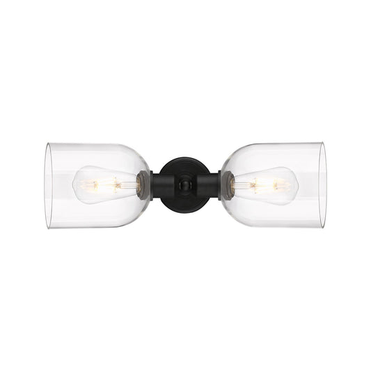 Innovations Bella 18in 2-Light Linear Bath Vanity Light | Industrial Matte Black Steel and Clear Bell Glass | Bathroom Vanity & | Model 900-2W-BK-G558-6CL