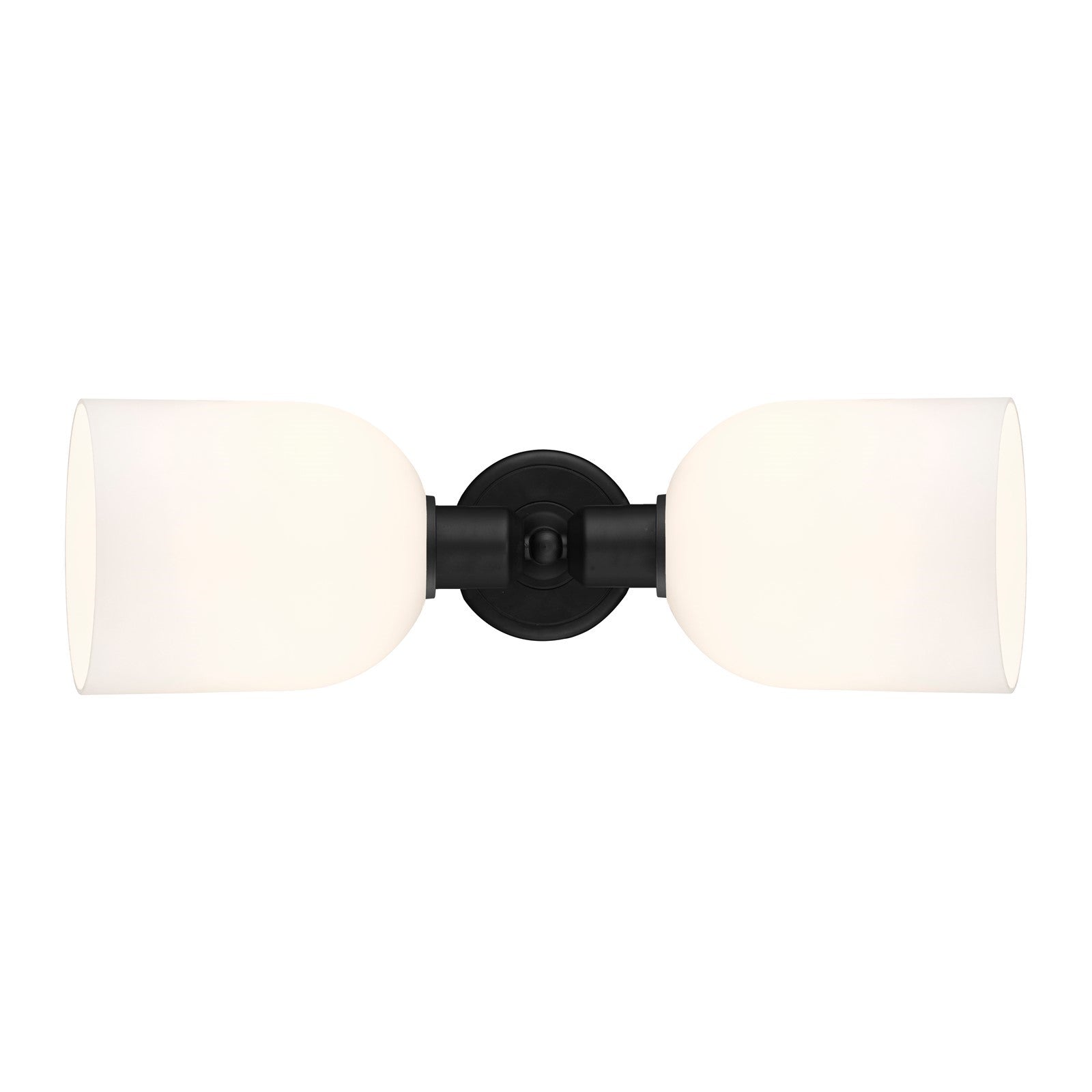 Innovations Bella 18in 2-Light Linear Bath Vanity Light | Industrial Matte Black Steel and White Bell Glass | Bathroom Vanity | Model 900-2W-BK-G558-6GWH
