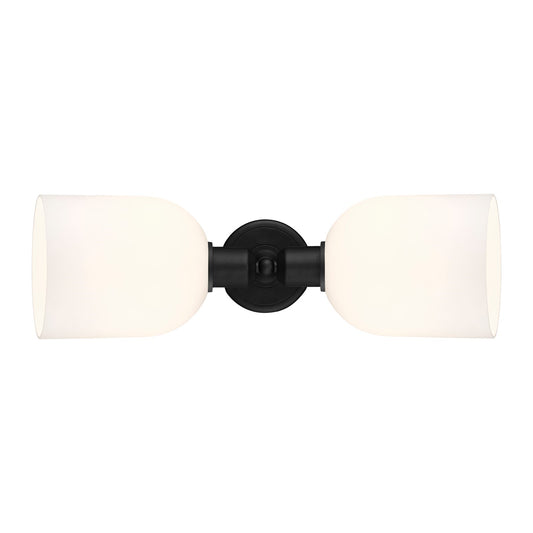 Innovations Bella 18in 2-Light Linear Bath Vanity Light | Industrial Matte Black Steel and White Bell Glass | Bathroom Vanity | Model 900-2W-BK-G558-6GWH