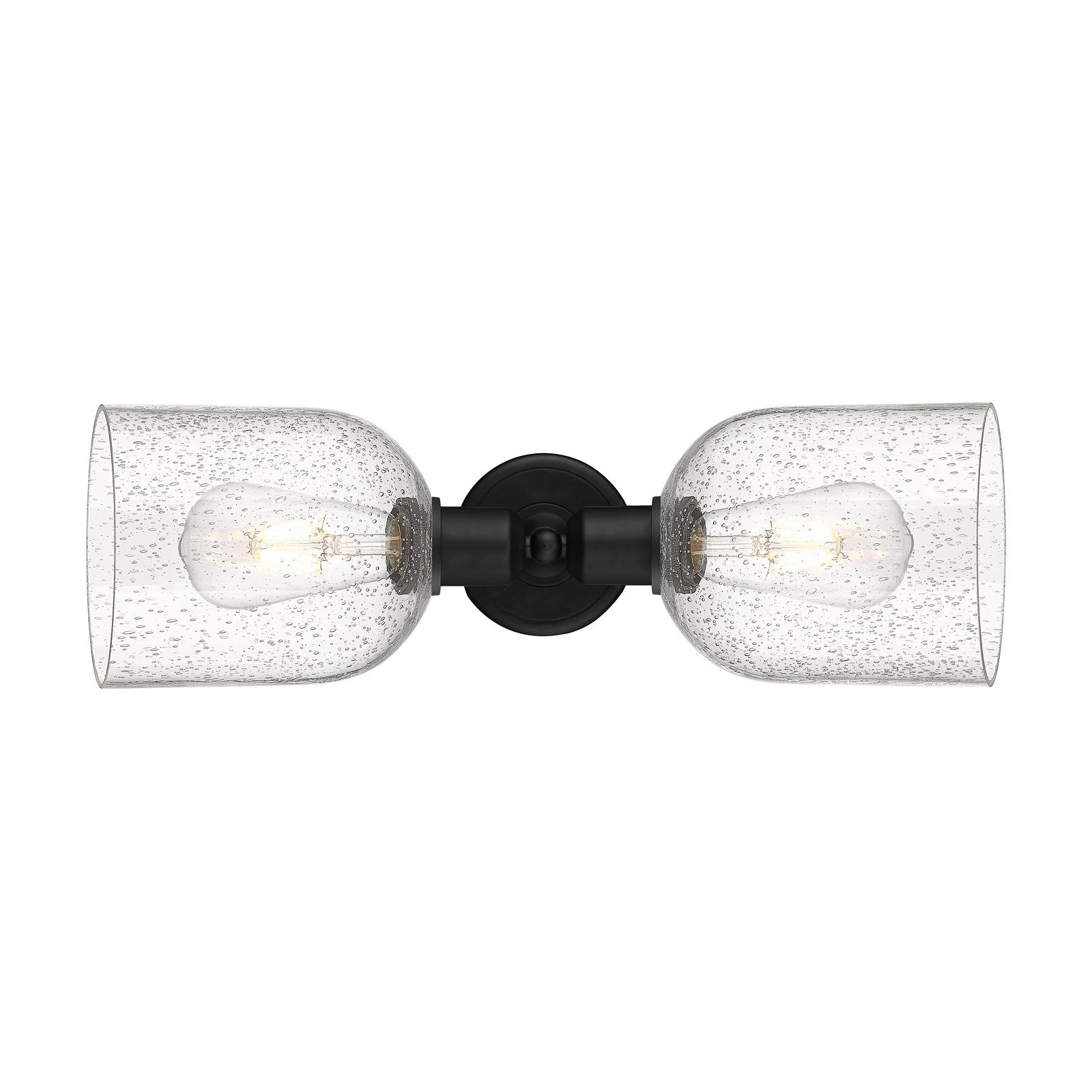 Innovations Bella 18in 2-Light Linear Bath Vanity Light | Industrial Matte Black Steel and Seedy Bell Glass | Bathroom Vanity | Model 900-2W-BK-G558-6SDY