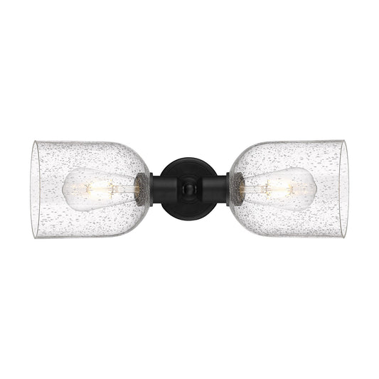 Innovations Bella 18in 2-Light Linear Bath Vanity Light | Industrial Matte Black Steel and Seedy Bell Glass | Bathroom Vanity | Model 900-2W-BK-G558-6SDY