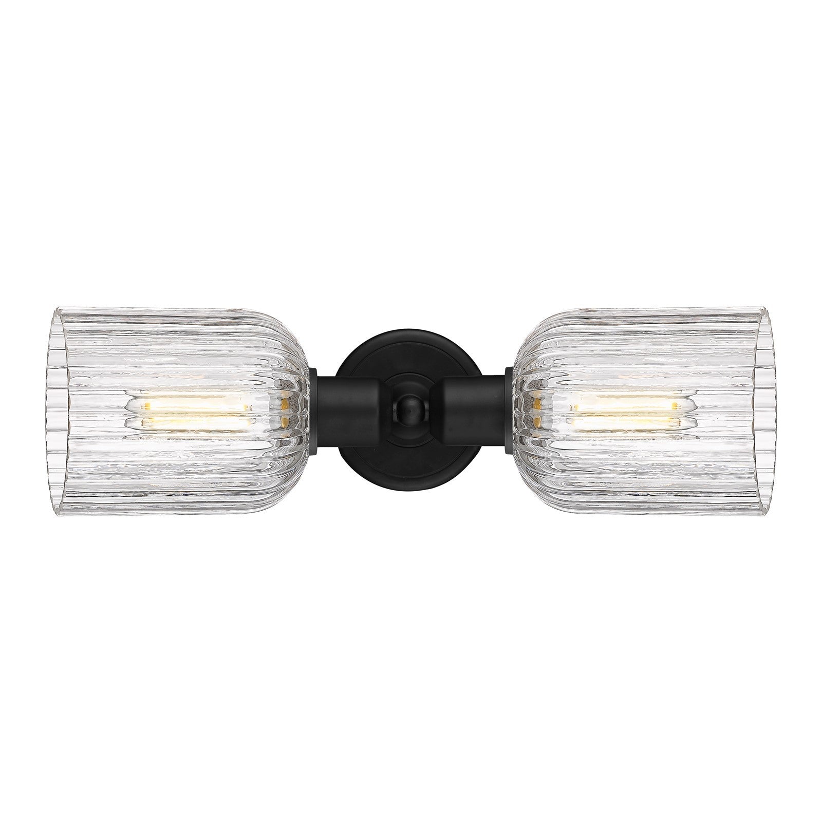 Innovations Bridal Veil 17in 2-Light Linear Bath Vanity Light | Industrial Matte Black Steel and Clear Ribbed Glass | Bathroom | Model 900-2W-BK-G559-5CL