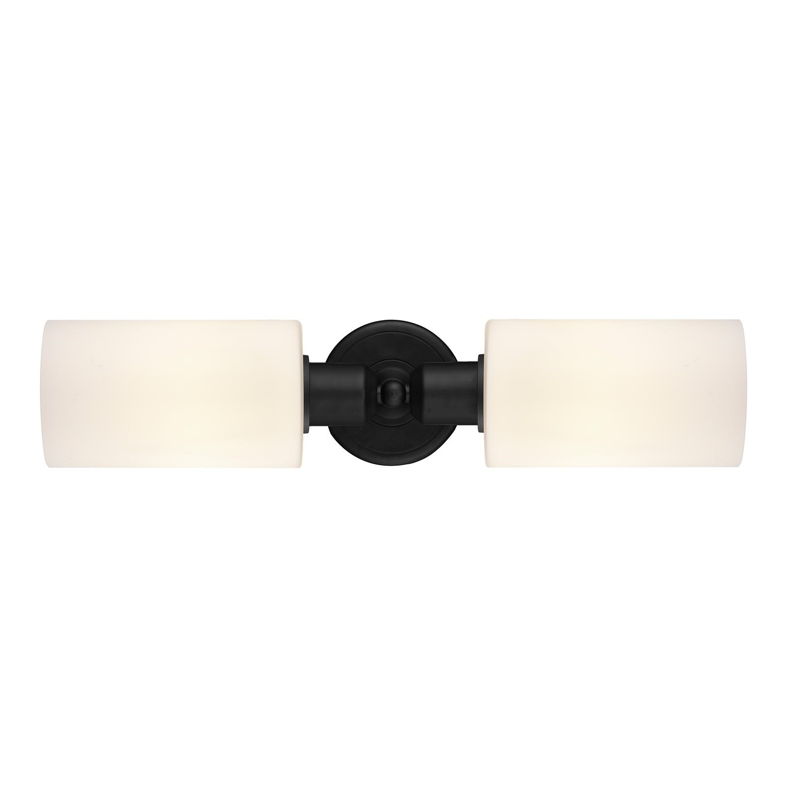 Innovations Clymer 17in 2-Light Linear Bath Vanity Light | Industrial Matte Black Steel and Matte White Glass | Bathroom Vanity | Model 900-2W-BK-G801