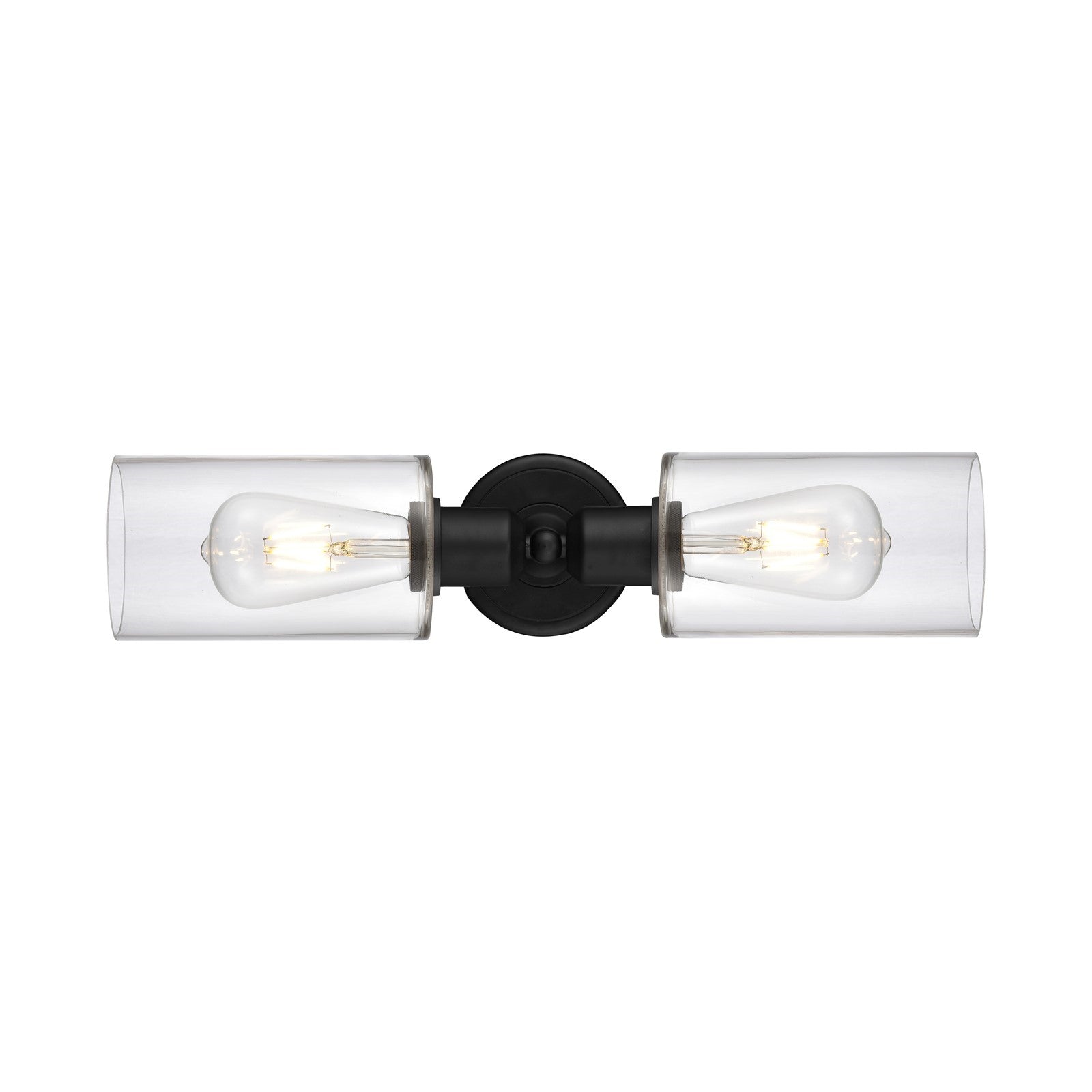 Innovations Clymer 17in 2-Light Linear Bath Vanity Light | Industrial Matte Black Steel and Clear Glass | Bathroom Vanity | Model 900-2W-BK-G802