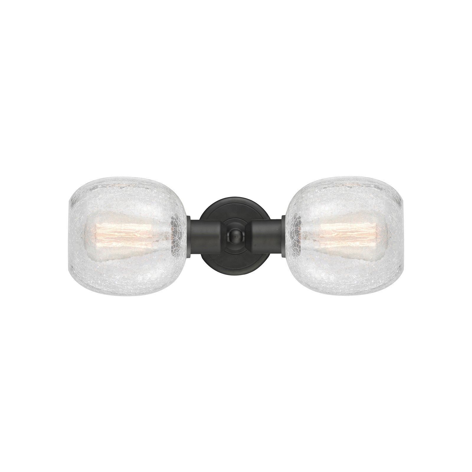 Innovations Belfast 17in 2-Light Linear Bath Vanity | Industrial Oil Rubbed Bronze Steel and Clear Crackle Glass | Bathroom Vanity | Model 900-2W-OB-G105