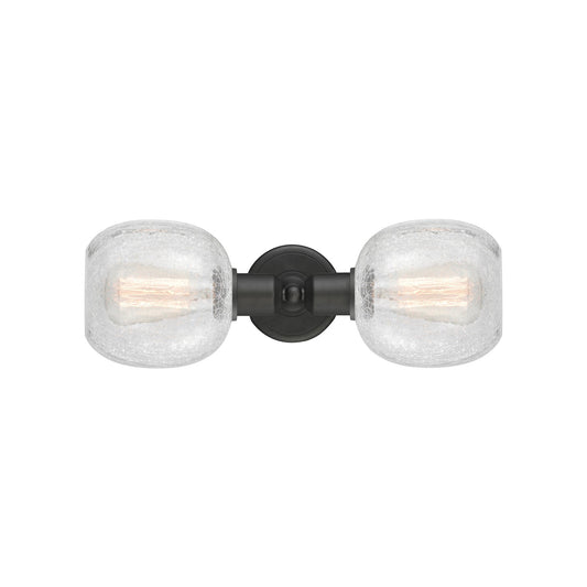 Innovations Belfast 17in 2-Light Linear Bath Vanity | Industrial Oil Rubbed Bronze Steel and Clear Crackle Glass | Bathroom Vanity | Model 900-2W-OB-G105