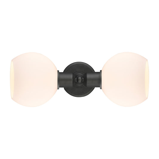 Innovations Athens 15in 2-Light Linear Bath Vanity | Industrial Oil Rubbed Bronze Steel and Matte White Glass | Bathroom Vanity | Model 900-2W-OB-G121-6