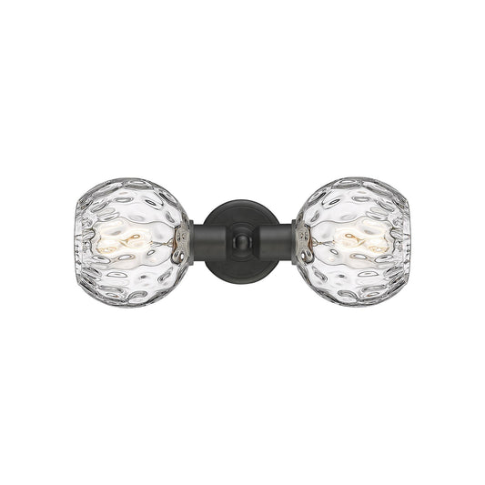 Innovations Athens Water Glass 15in 2-Light Linear Bath Vanity | Industrial Oil Rubbed Bronze Steel and Clear Glass | Bathroom | Model 900-2W-OB-G1215-6