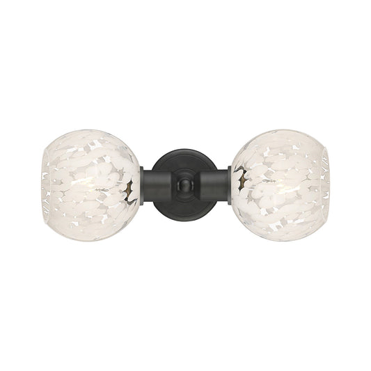 Innovations White Mouchette 15in 2-Light Linear Bath Vanity | Industrial Oil Rubbed Bronze Steel and White Mouchette Glass | Model 900-2W-OB-G1216-6WM