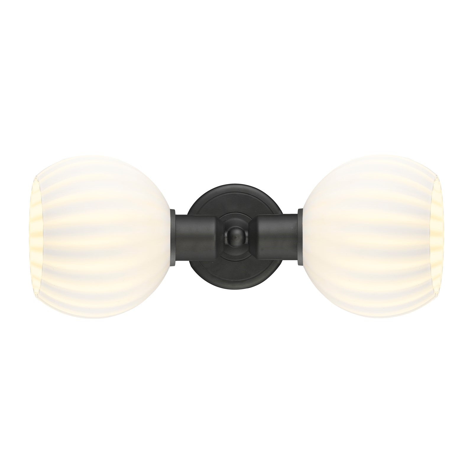 Innovations White Venetian 15in 2-Light Linear Bath Vanity | Industrial Oil Rubbed Bronze Steel and White Venetian Glass | Model 900-2W-OB-G1217-6WV