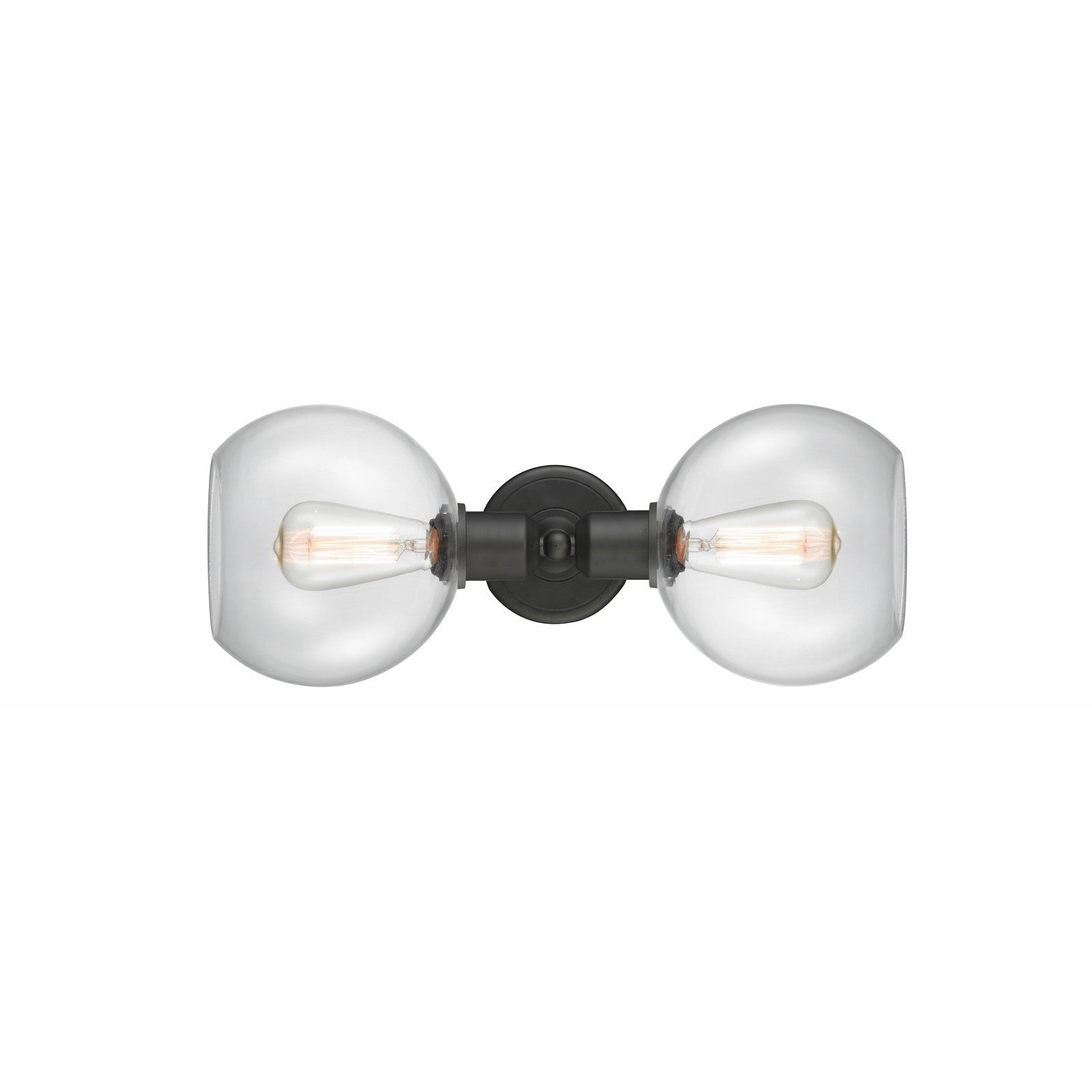 Innovations Sphere 21in 2-Light Bath Vanity Light | Industrial Oil Rubbed Bronze and Clear Glass | Bathroom Vanity | 21 x 8 in | Model 900-2W-OB-G122