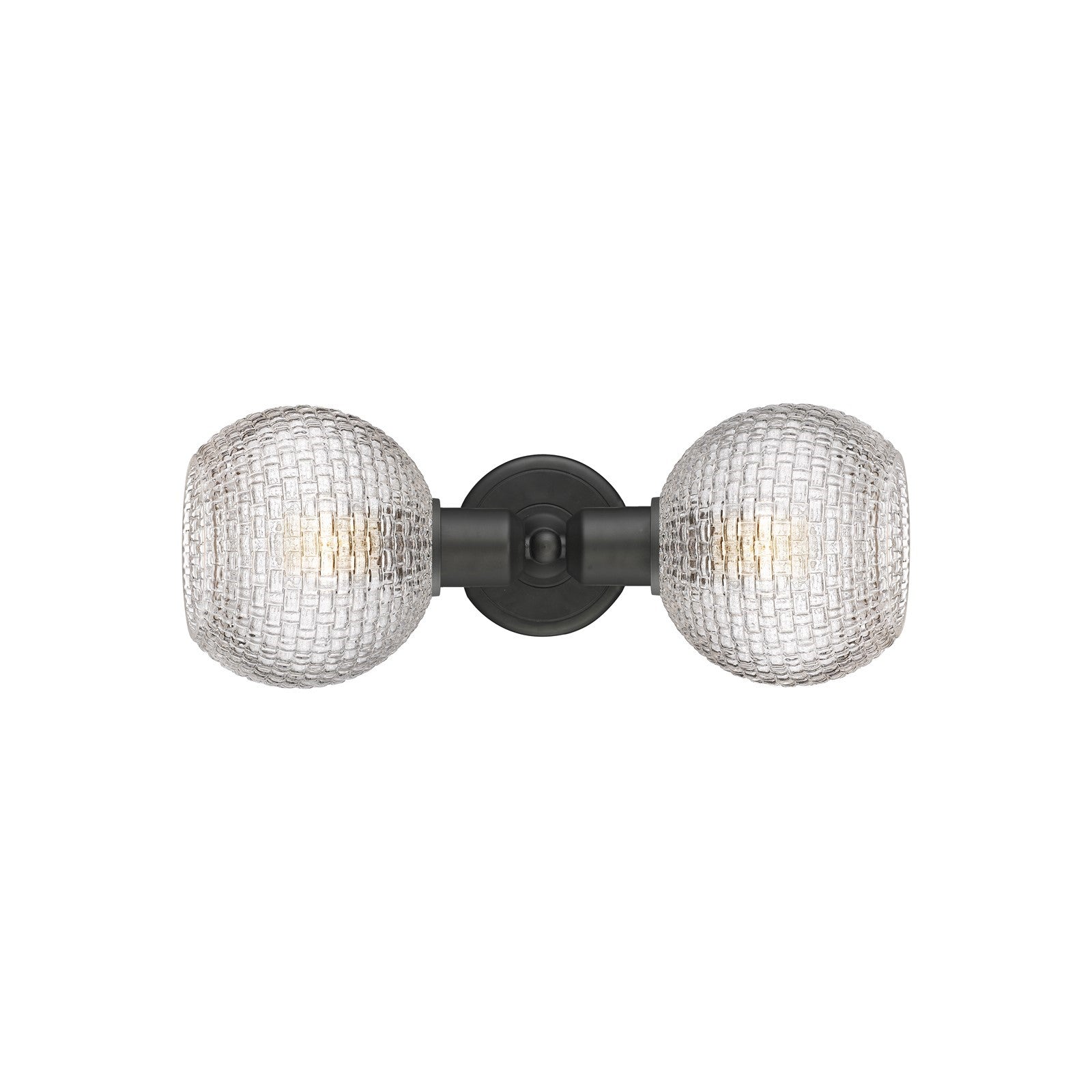 Innovations Athens 15.5in 2-Light Linear Bath Vanity Light | Industrial Oil Rubbed Bronze and Clear Basket Weave Glass | Model 900-2W-OB-G122C-6CL