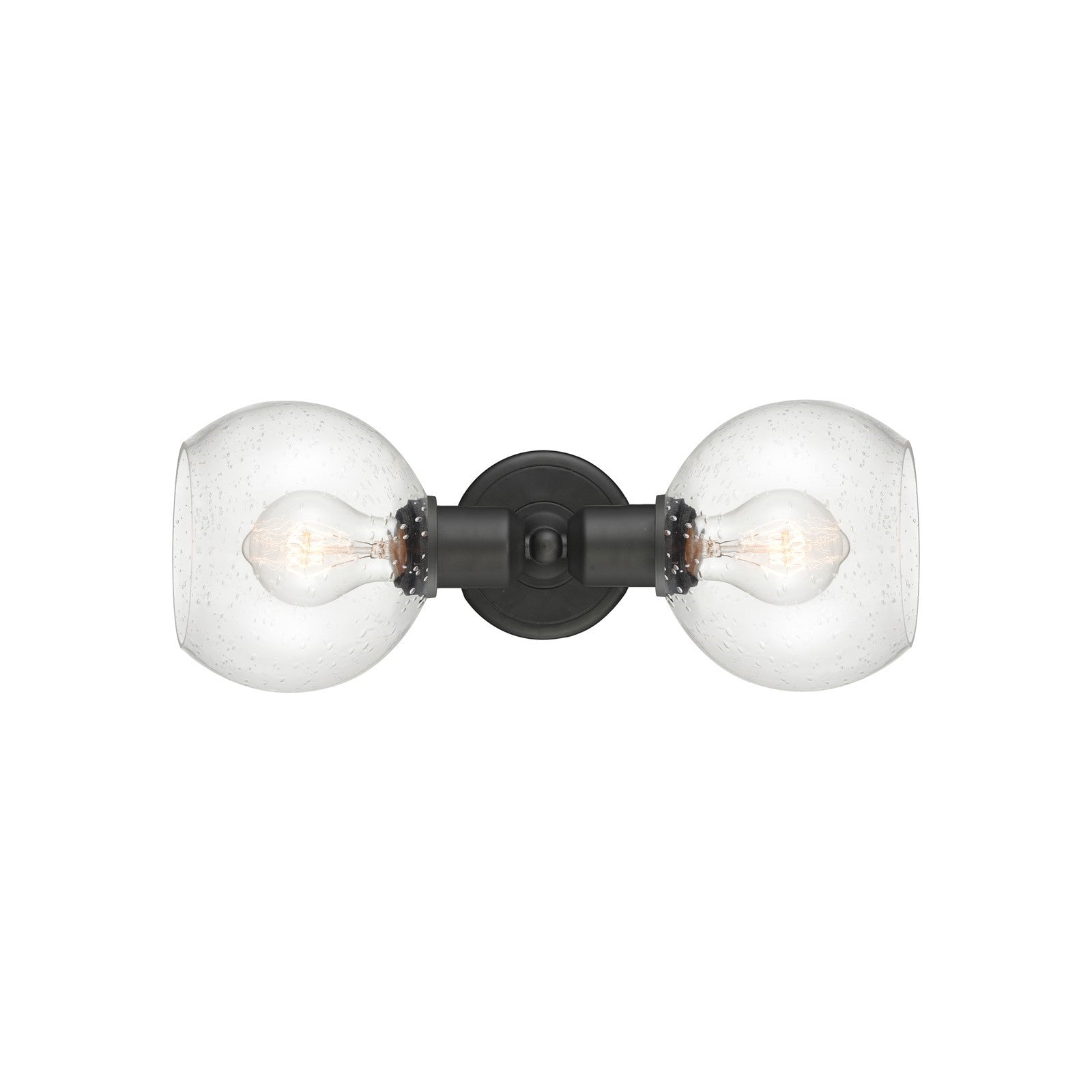 Innovations Athens 15in 2-Light Linear Bath Vanity | Industrial Oil Rubbed Bronze Steel and Seedy Glass | Bathroom Vanity | Model 900-2W-OB-G124-6