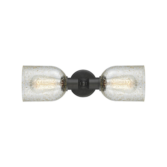 Innovations Caledonia 17in 2-Light Linear Bath Vanity Light | Industrial Oil Rubbed Bronze Steel and Mica Glass | Bathroom Vanity | Model 900-2W-OB-G259