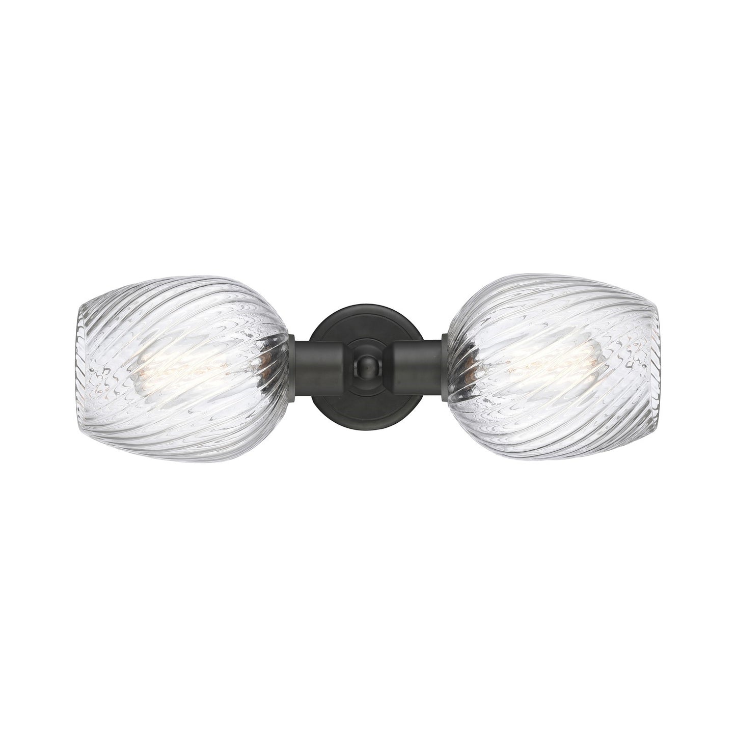 Innovations Salina 18in 2-Light Linear Bath Vanity Light | Industrial Oil Rubbed Bronze Steel and Clear Spiral Fluted Glass | Model 900-2W-OB-G292