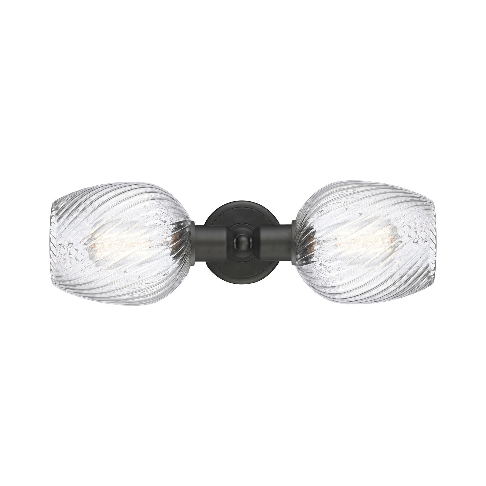 Innovations Salina 18in 2-Light Linear Bath Vanity Light | Industrial Oil Rubbed Bronze Steel and Clear Spiral Fluted Glass | Model 900-2W-OB-G292