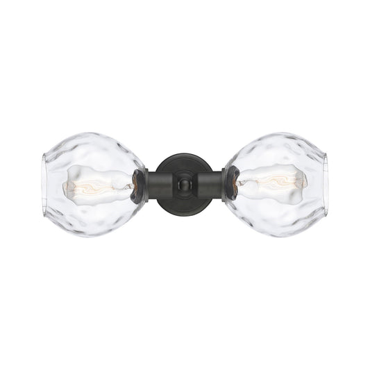 Innovations Waverly 17in 2-Light Linear Bath Vanity | Industrial Oil Rubbed Bronze Steel and Clear Glass Globe Shades | Bathroom | Model 900-2W-OB-G362