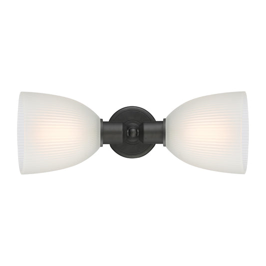 Innovations Castile 17in 2-Light Linear Bath Vanity | Industrial Oil Rubbed Bronze Steel and White Glass Dome Shades | Bathroom | Model 900-2W-OB-G381