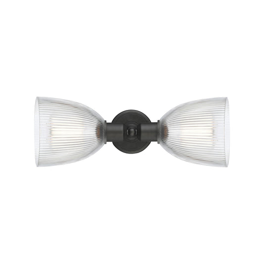 Innovations Castile 17in 2-Light Linear Bath Vanity | Industrial Oil Rubbed Bronze Steel and Clear Glass Dome Shades | Bathroom | Model 900-2W-OB-G382