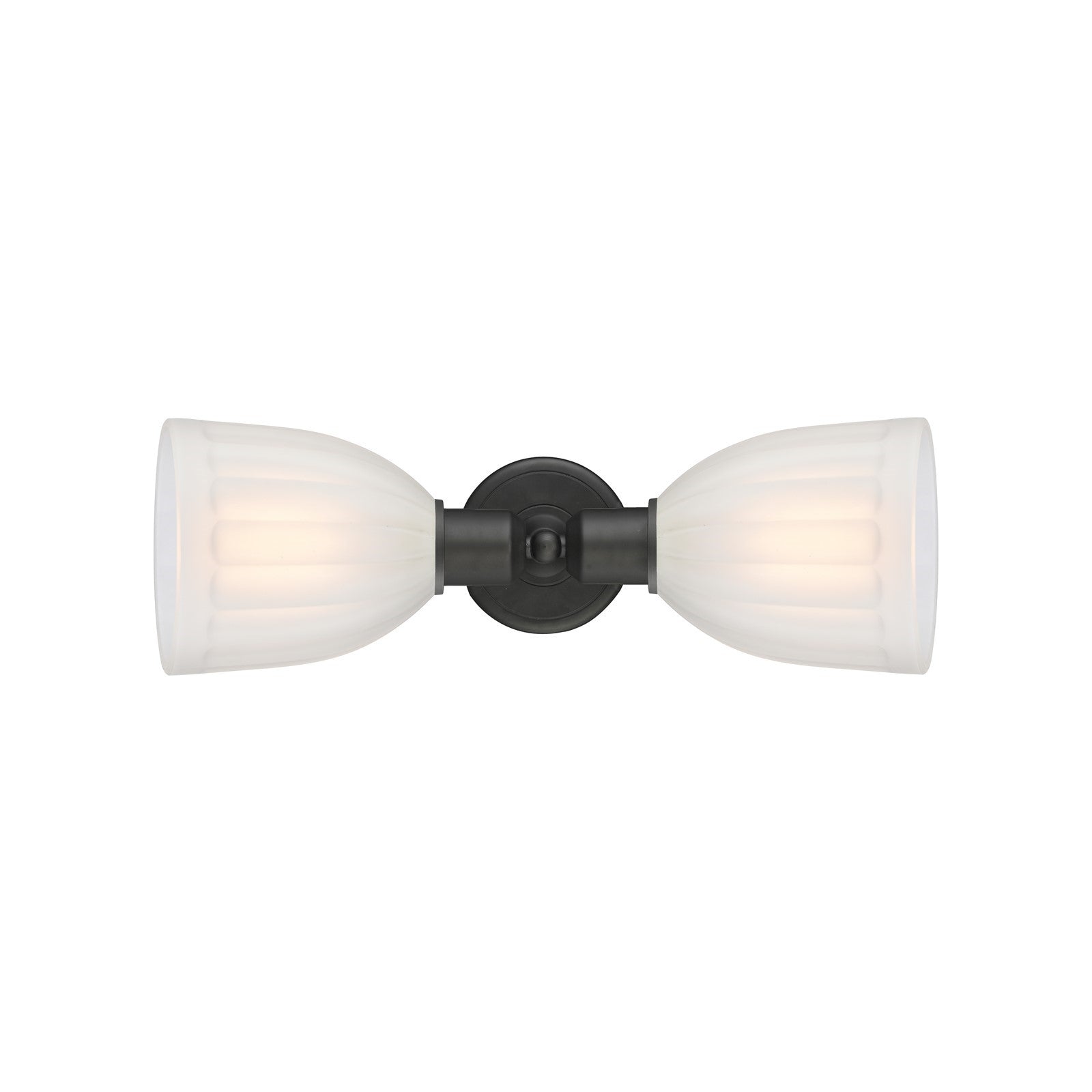 Innovations Brookfield 18in 2-Light Linear Bath Vanity Light | Industrial Oil Rubbed Bronze Steel and White Frosted Ribbed Glass | Model 900-2W-OB-G441