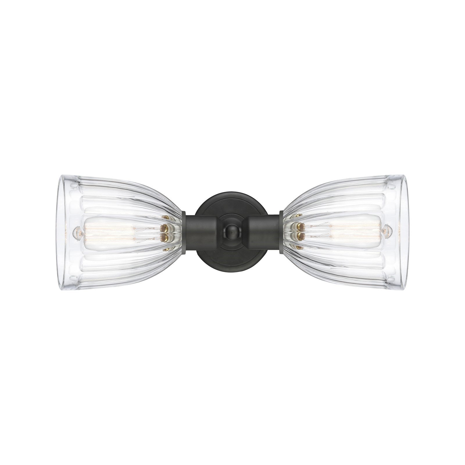 Innovations Brookfield 18in 2-Light Linear Bath Vanity Light | Industrial Oil Rubbed Bronze Steel and Clear Ribbed Glass | Bathroom | Model 900-2W-OB-G442