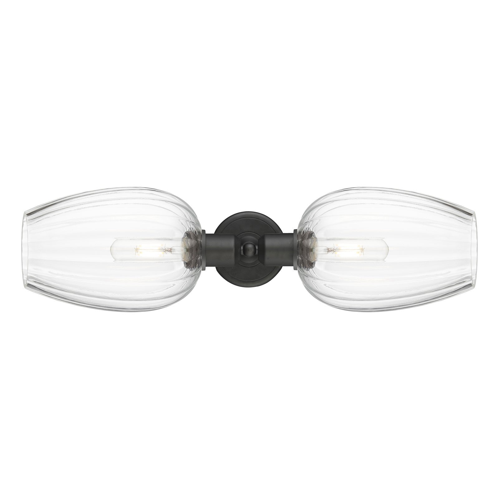 Innovations Preston Flute 22.75in 2-Light Linear Bath Vanity Light | Industrial Oil Rubbed Bronze Steel and Clear Cone Glass | Model 900-2W-OB-G457-6CL