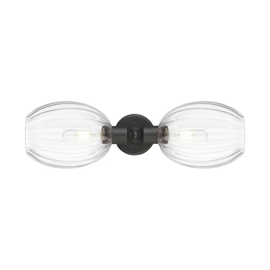 Innovations Preston Bulb 21in 2-Light Linear Bath Vanity Light | Industrial Oil Rubbed Bronze Steel and Clear Glass | Bathroom | Model 900-2W-OB-G459-6CL
