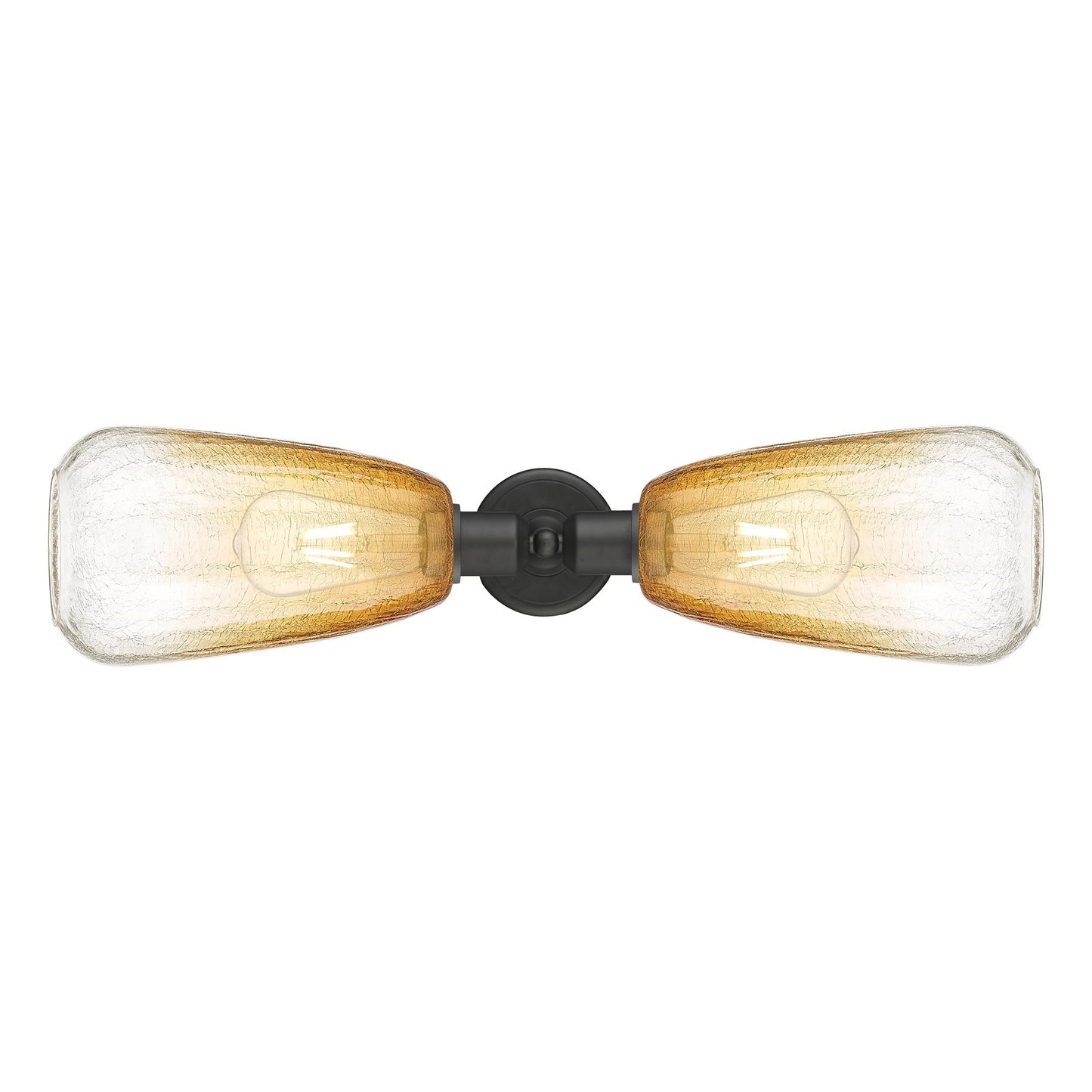 Innovations Brookhaven Almond 25in 2-Light Linear Bath Vanity Light | Industrial Oil Rubbed Bronze Steel and Amber Glass | Model 900-2W-OB-G480-6AM